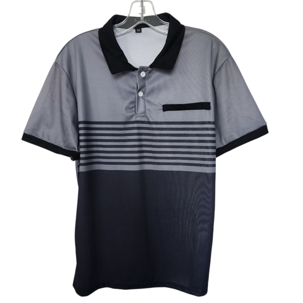 Gray and Black Polo Shirt with Classic Collar
